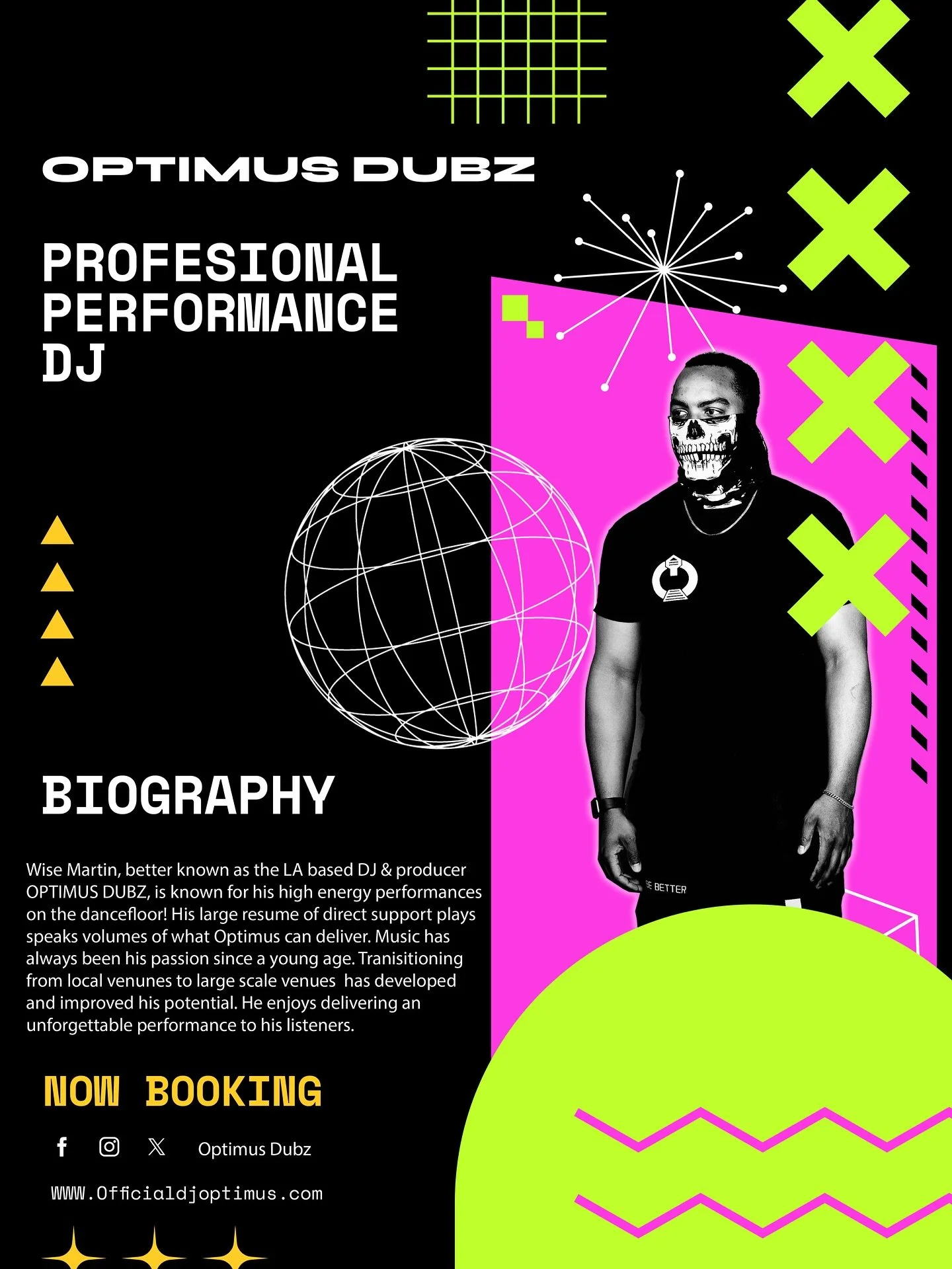 Time to get the ball rolling again for bookings! If you want me to come to your city or to your venue, talk to your local promoters and send them my way! For any business inquiries or bookings, my DMs are open! #optimusdubz #music #dubstep #producer