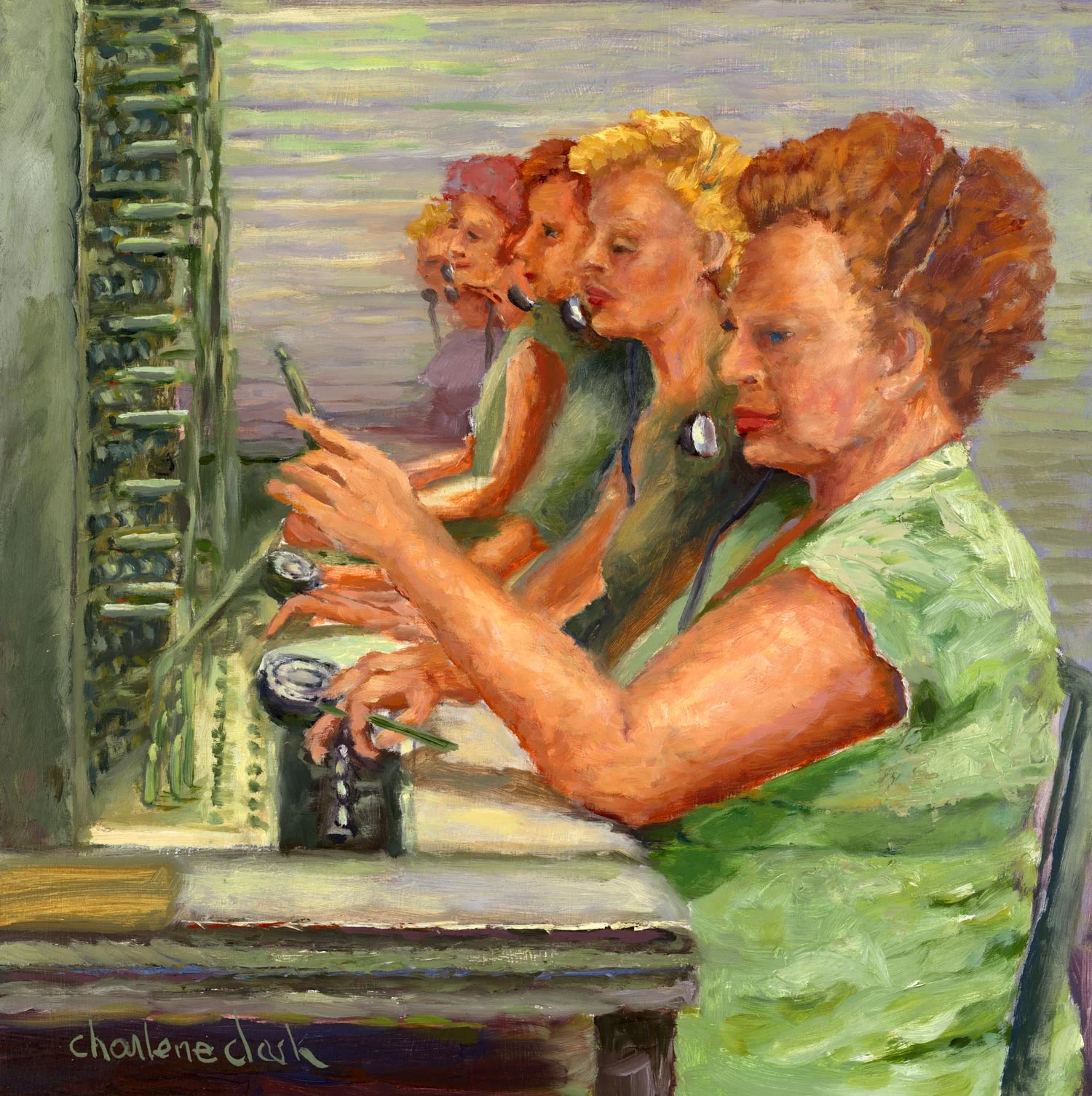 “Operators Are Standing By” oil on panel (16” x 16”)