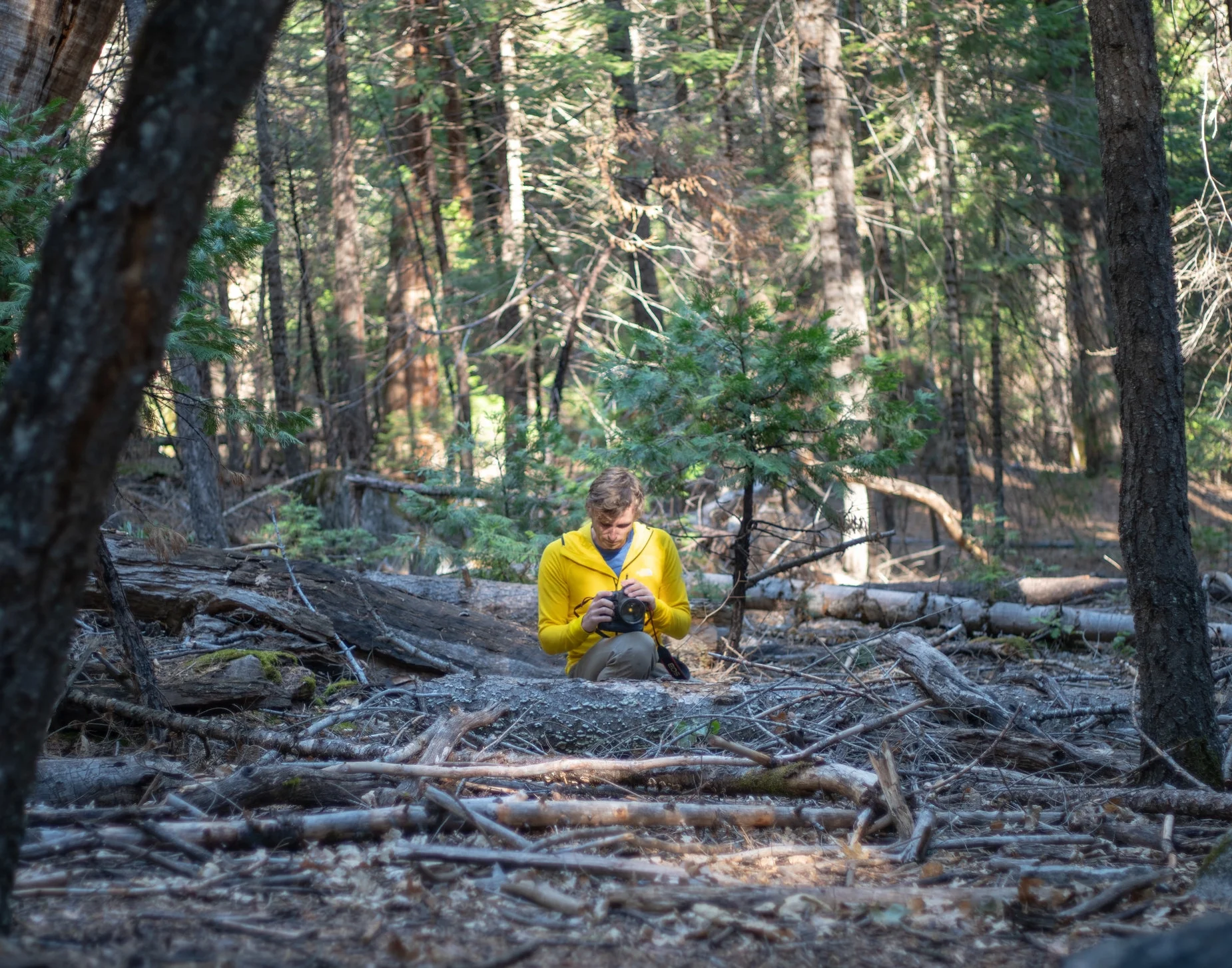 Samuel prepares to shoot Jordan Cannon in Yosemite Valley
