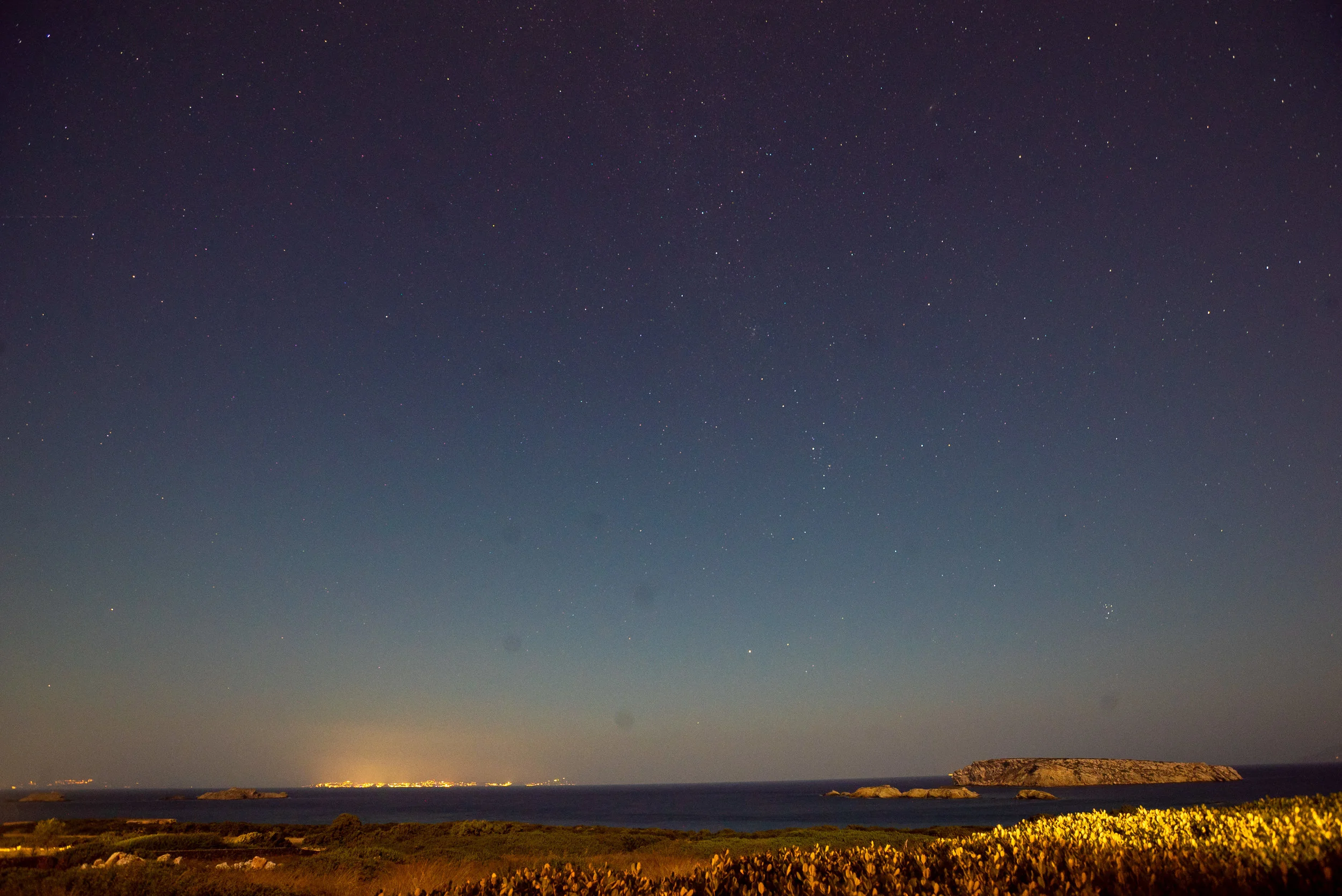 Mykonos Lights from Paros Greece