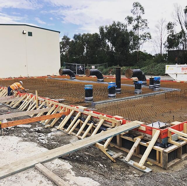 Slab nearly ready for pour day. Inspector signed us off this afternoon. #evolvereinforcement did a great job tying 16 tonne of steel and our boys have braced that boxing so it won&rsquo;t move a mm. #concrete #concreteconstruction #civilconstruction 