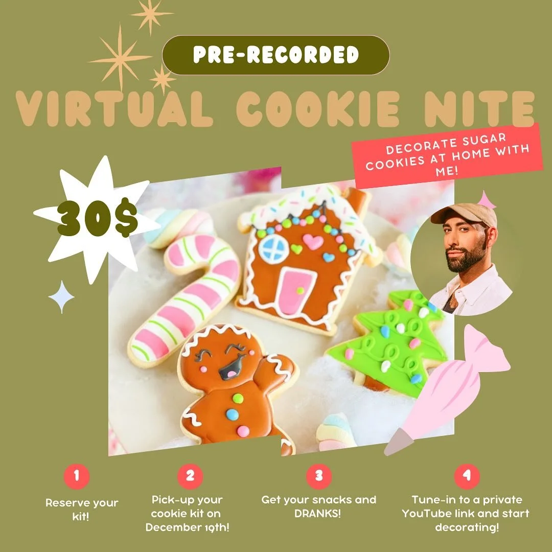 December Virtual Cookie Nites ON SALE NOW! 🎄🎄
.
I&rsquo;m SOOO excited to be back with 3 fabulous, festive virtual classes! It&rsquo;s so easy! Simply pick up your kit December 19th at 1933 during our class! Then, click the link in your emails to a