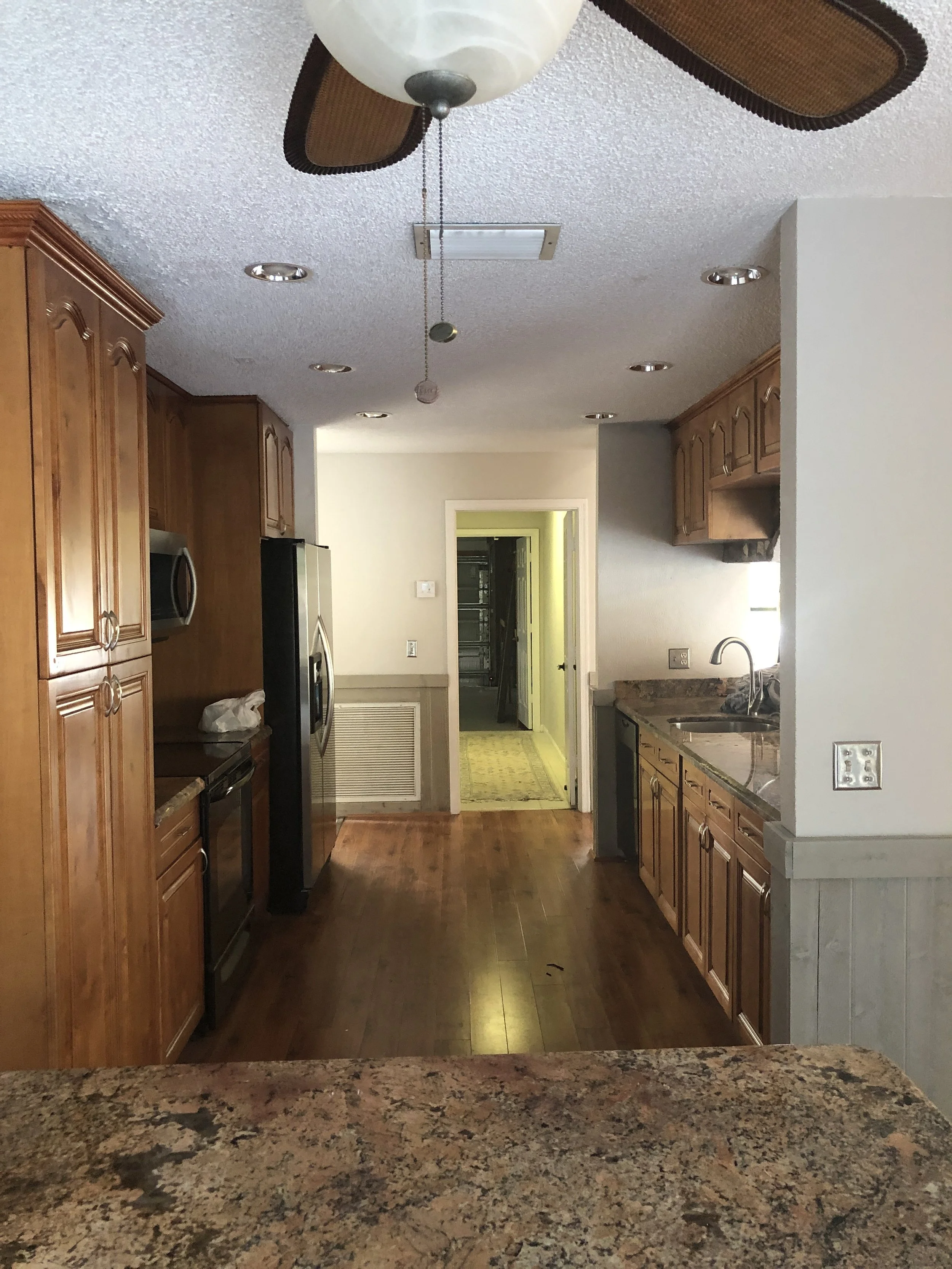 Before - Kitchen Cabinet Painted, Popcorn Removal and Smooth Resurfaced