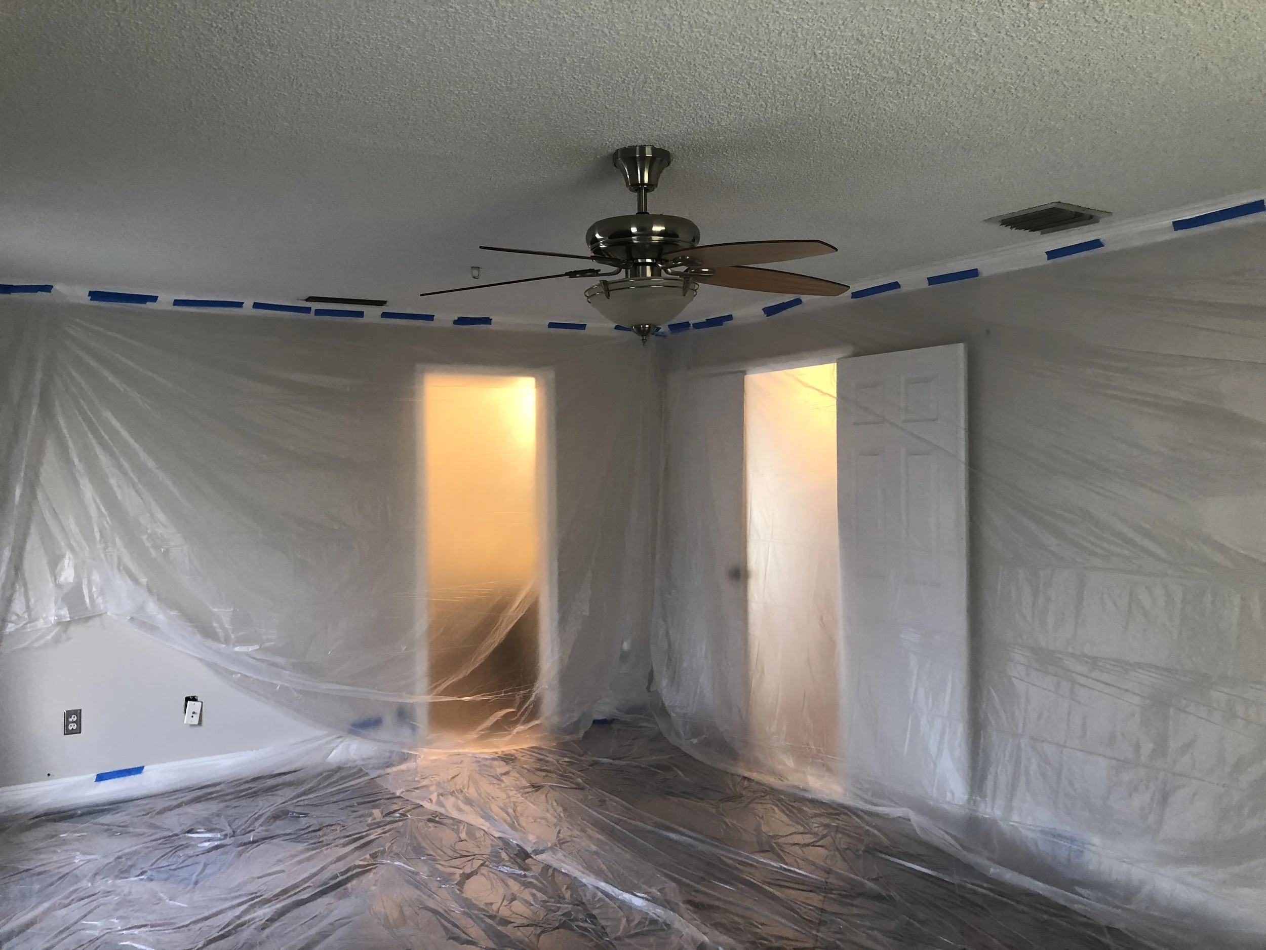 Before - Bedroom Popcorn Removal and Smooth Resurface