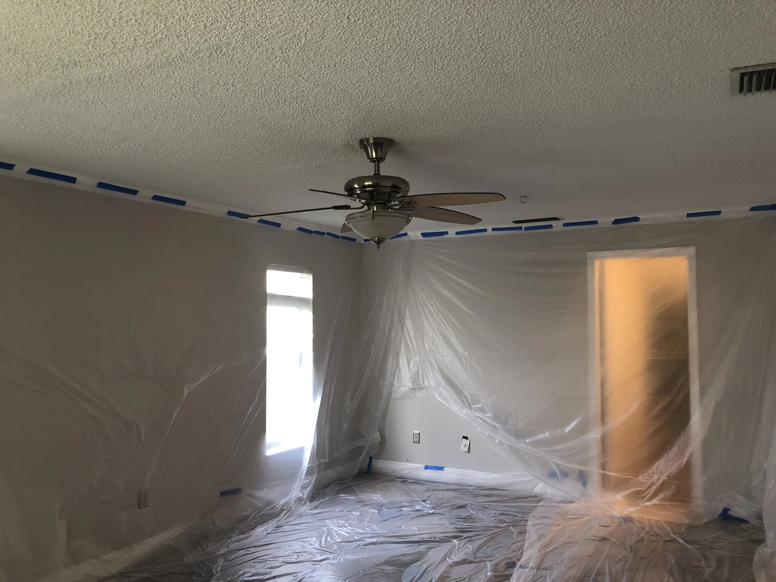 Before - Bedroom Popcorn Removal and Smooth Resurface