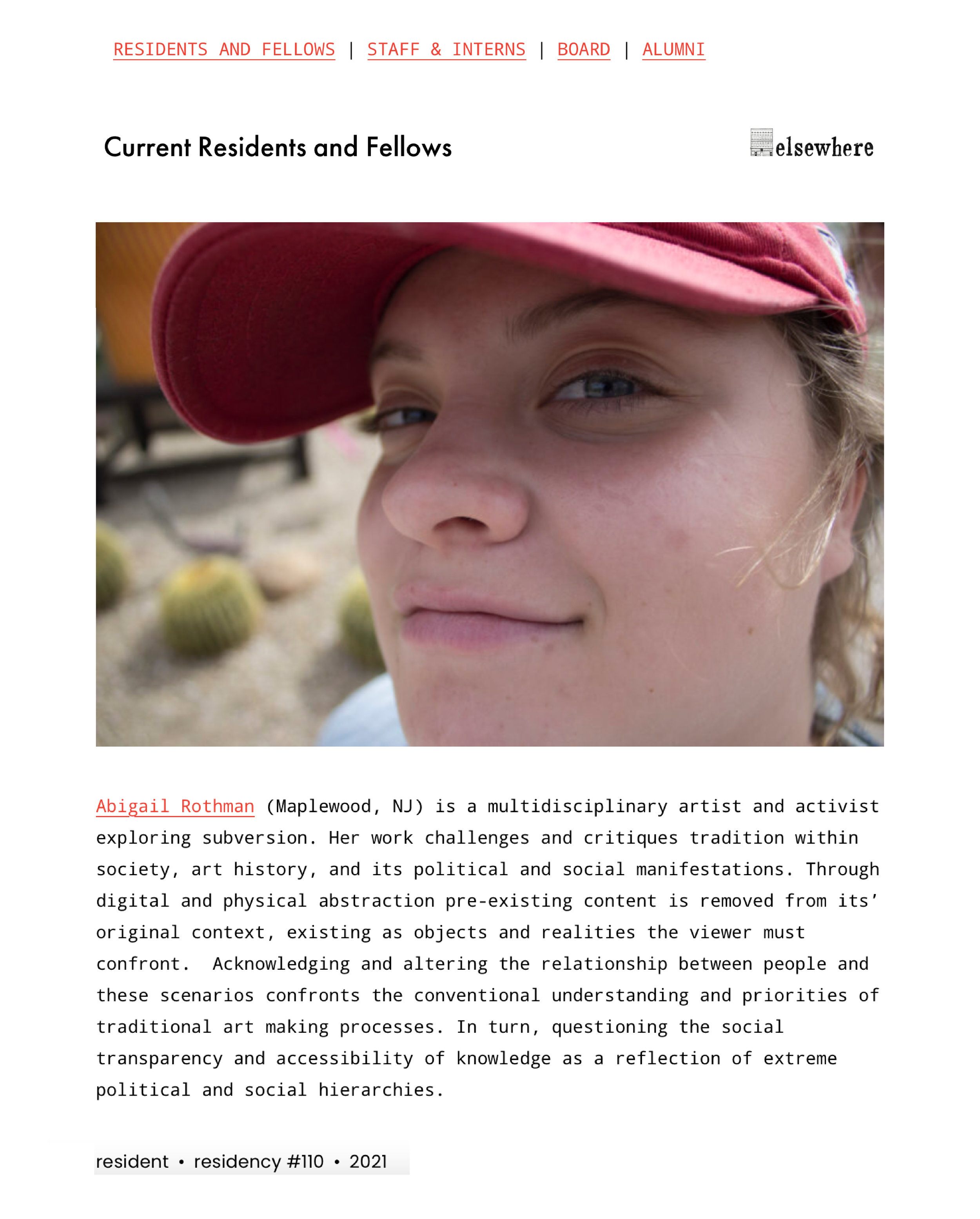 Elsewhere Residency Artist Talk