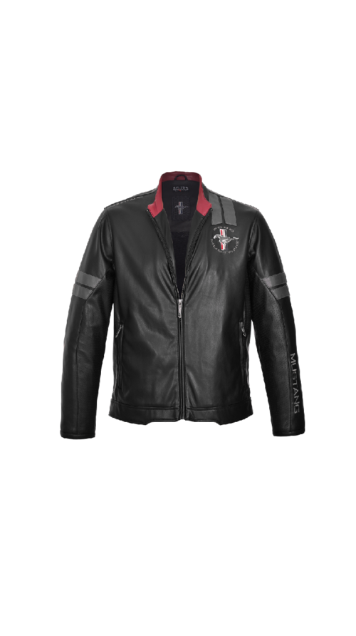 Mustang Jacket Black Leatherette Logo Mustang On Arm 