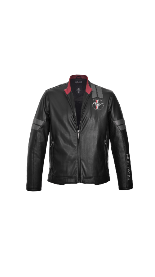 Mustang Jacket Black Leatherette Logo Mustang On Arm Mustang Jacket Black Leatherette Logo Mustang On Arm