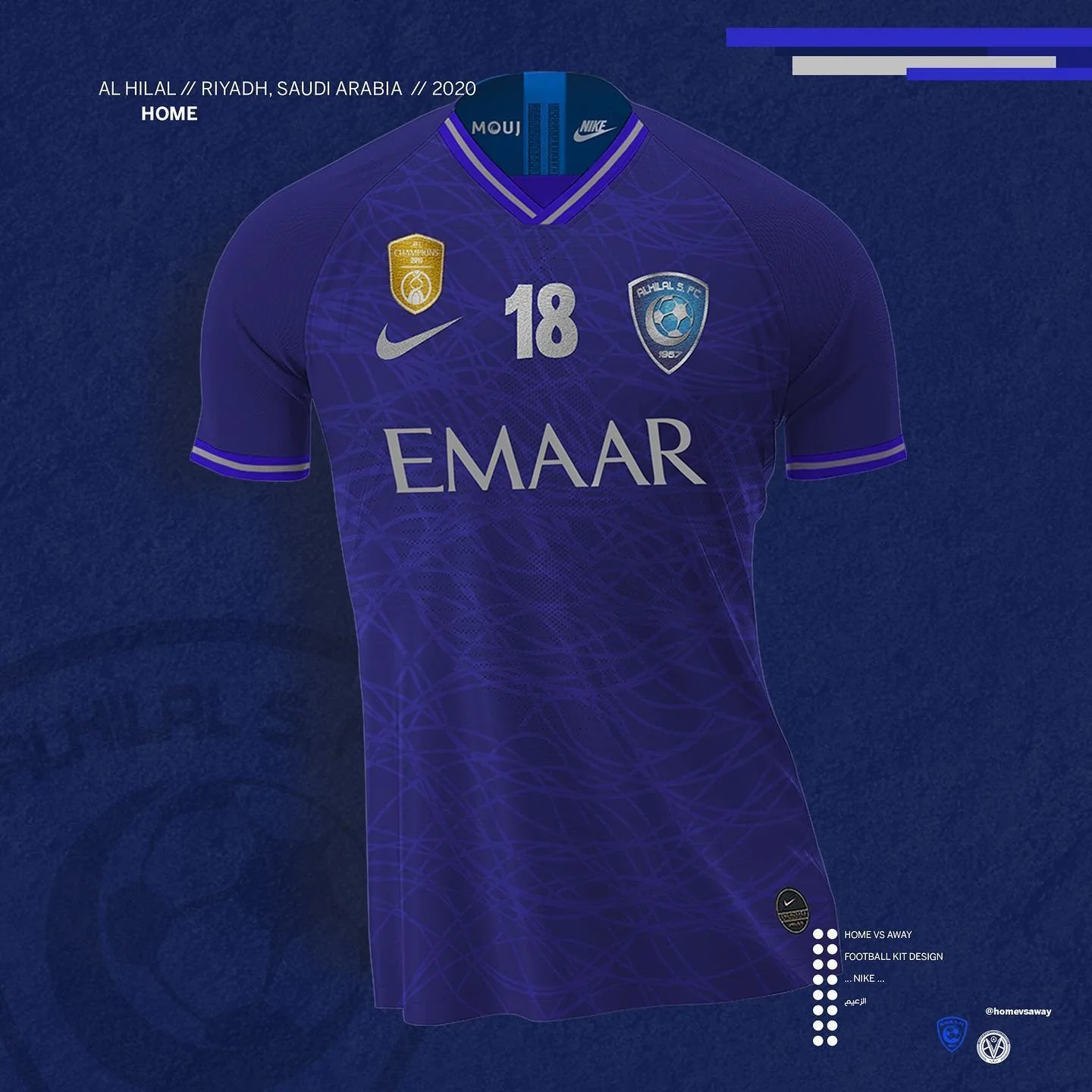 Did @nikefootball need to stick to @alhilal.fc the 2019 @theafchub Champions?
What if they did? My kit concept inspired by Waves, The Saudi Desert and Traditional Saudi Igals.
#footballdesign #soccerkit #nikefootball #soydepumas #saudi #mbs #alhilal 