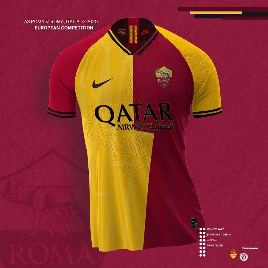 Inspired by #SPQR and #Roma&rsquo;s great history. @officialasroma and @nikefootball always come up with mad good ideas! Here&rsquo;s mine; inspired by theirs.
#footballdesign #soccerkit #nikefootball #asroma #rome #italia #forzaroma