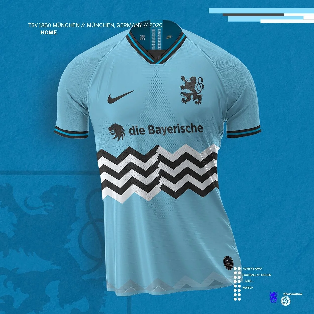 Is @nikefootball going to sponsor @tsv1860 after 10 Years?
My Kit concepts is inspired by Munich, its flag and TSV&rsquo;s historic colors!

#footballdesign #soccerkit #nikefootball #munich #m&uuml;nchen