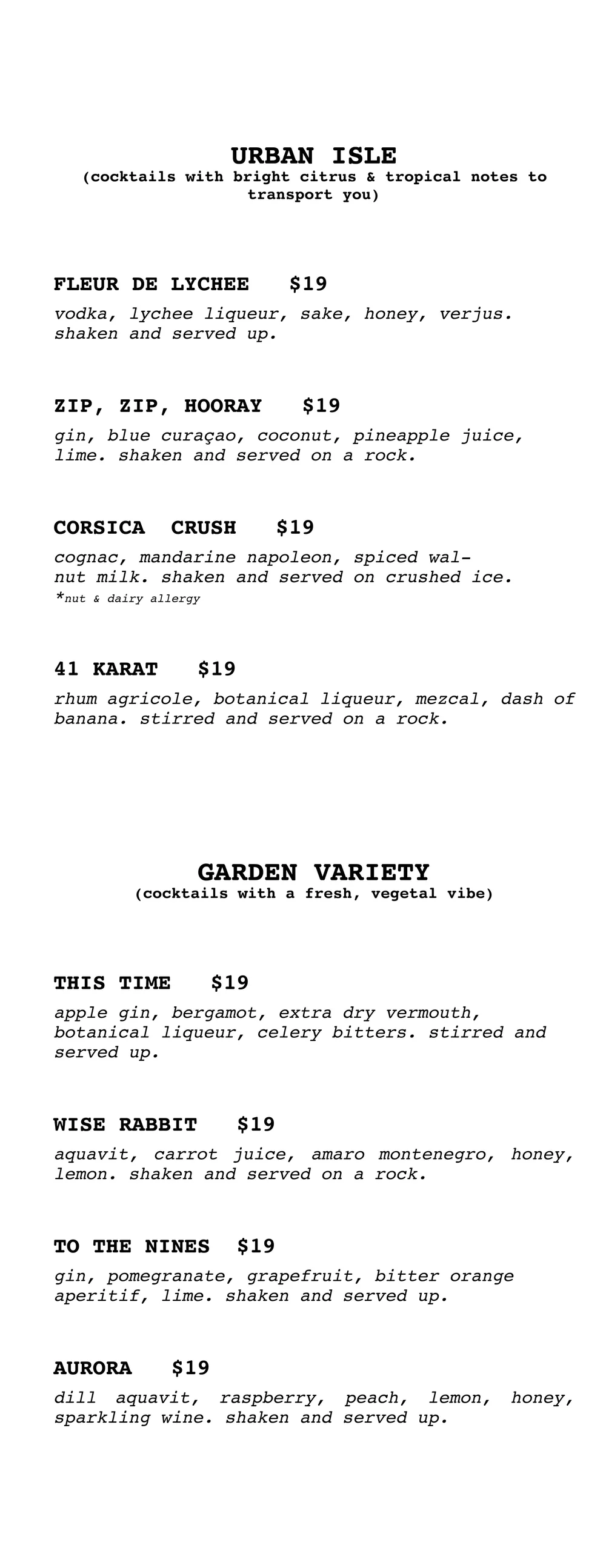 Raines 17 Menu — The Raines Law Room