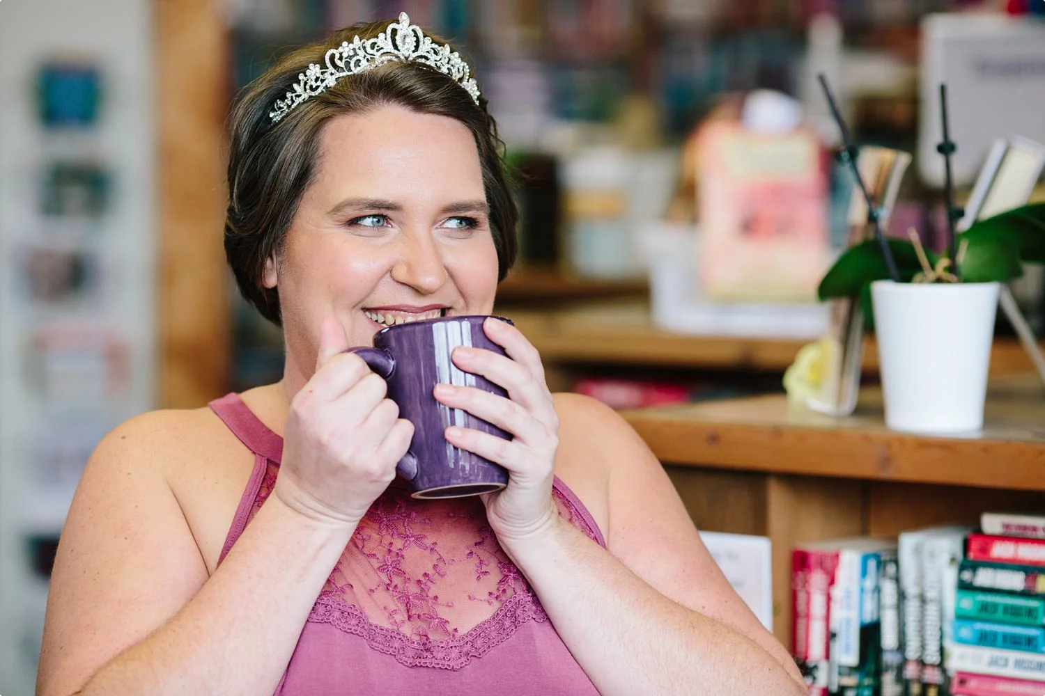Lori’s Happy Place - coffee, books, and a tiara