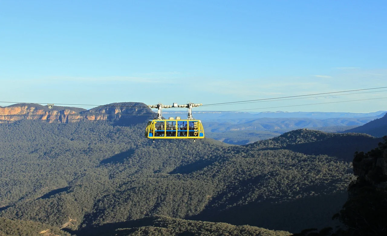 Scenic World glass-bottomed Skyway experience overlooking the Jamison Valley at Katoomba in the Blue Mountains Image credit: barni1, Pixabay