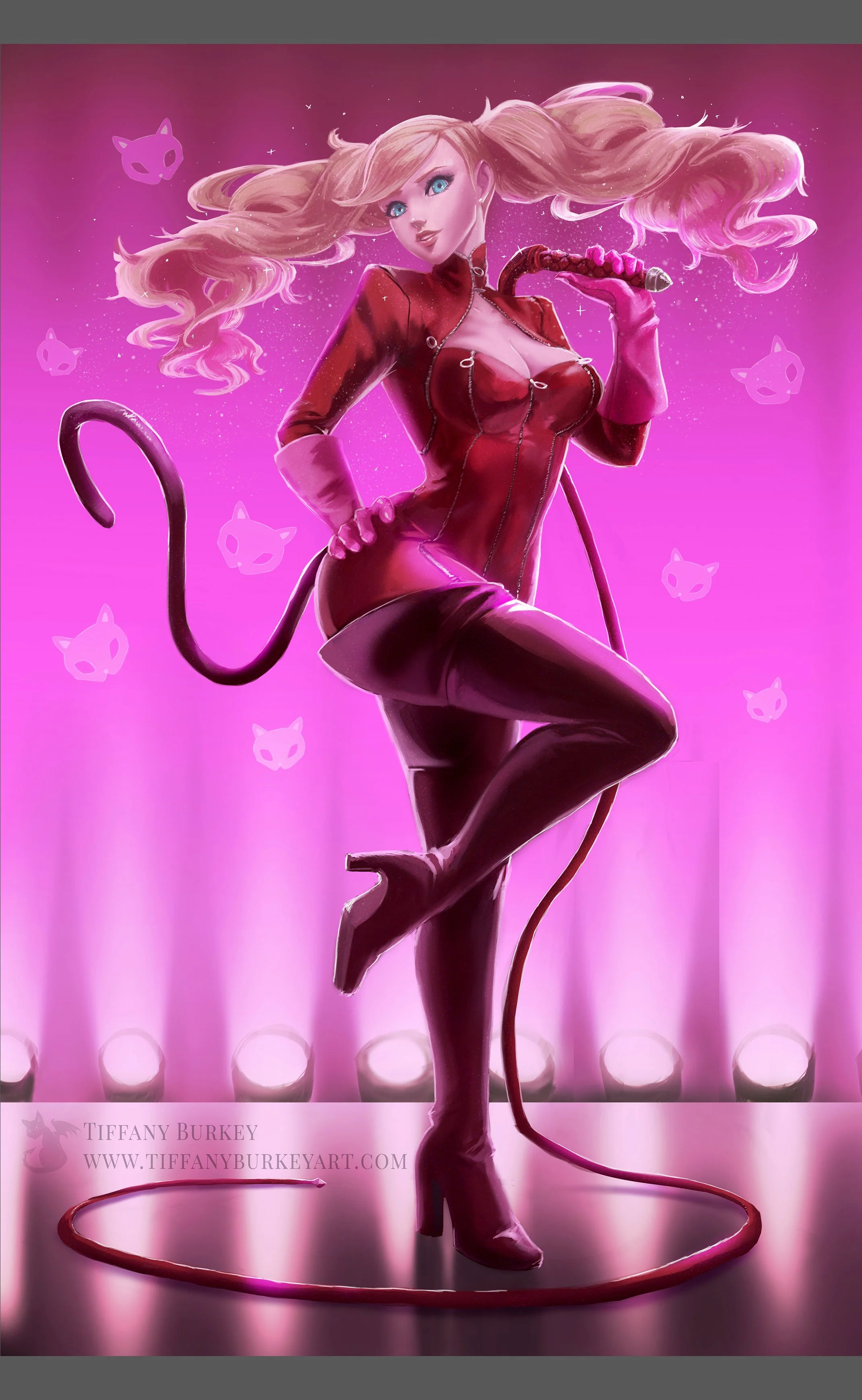 A fan art illustration featuring Ann Takamaki, Phantom Thief codename Panther, from video game Persona 5 Royal. Buy this 11 x 17 painting printed on cardstock.