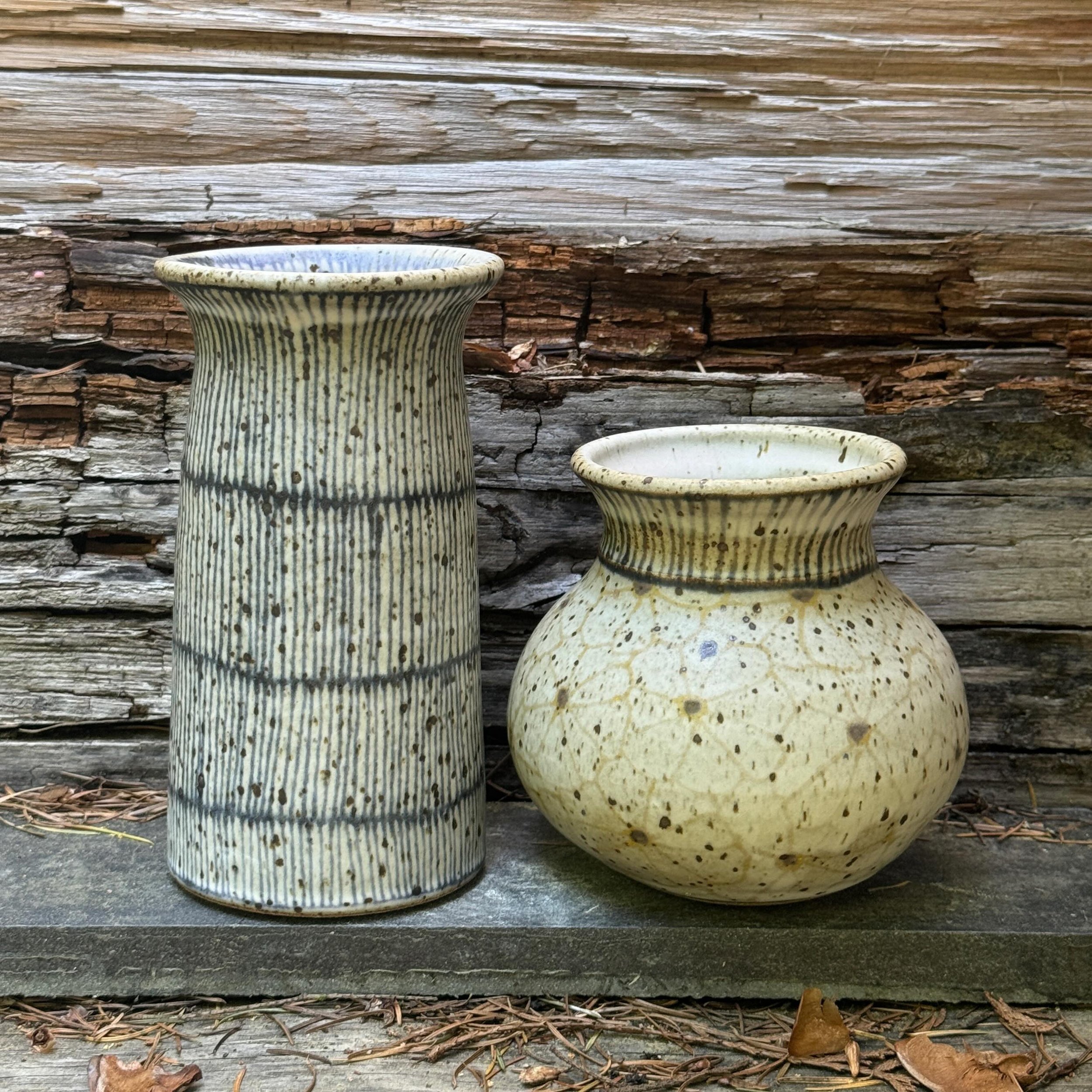 A couple vases that will be available in tomorrow&rsquo;s shop update (Tuesday, 4/23, 10AM Pacific). Looking forward to sharing this work 🌼 #vase #pottery #handmade #shopupdate #pnwpottery
