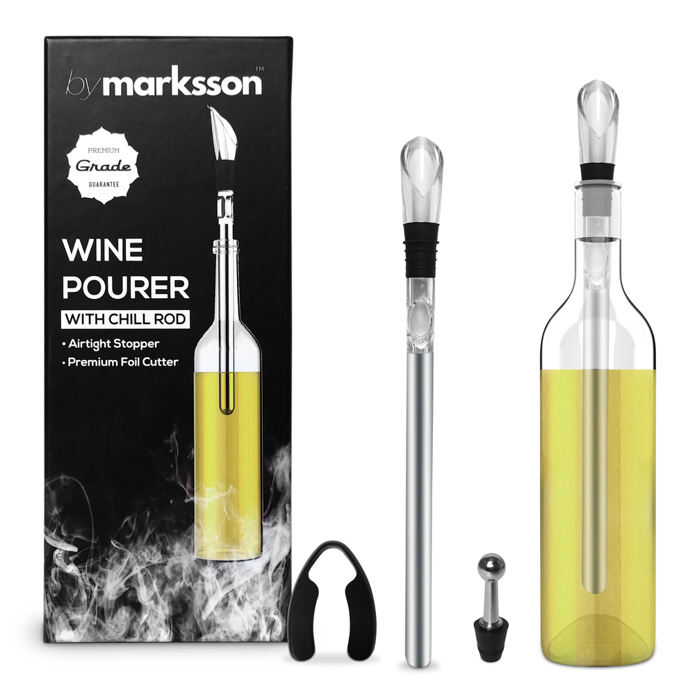 Marksson - Wine Chiller Set, Wine Bottle Cooler, Cooling Rod, 5-in-1  Stainless Steel Cooling Stick, Includes Chiller Rod, Decanter Aerator,  Pourer