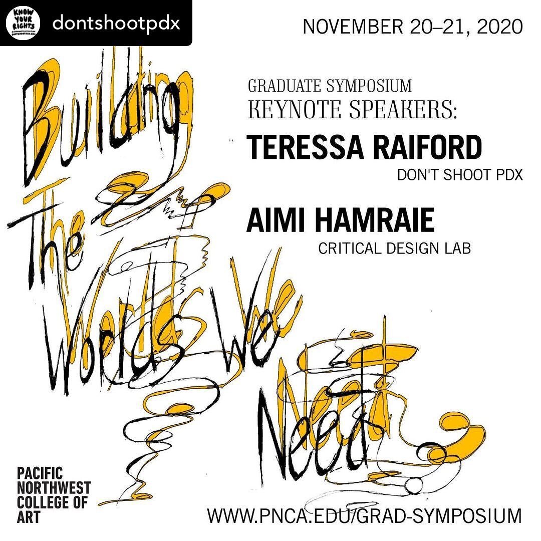 Excited that MTC is co-sponsoring a talk and workshop by @ariciano for the PNCA Graduate Symposium, it&rsquo;s free to join!  Repost @dontshootpdx Forms of Care: Building the Worlds We Need is a fully online two day symposium featuring artists, desig