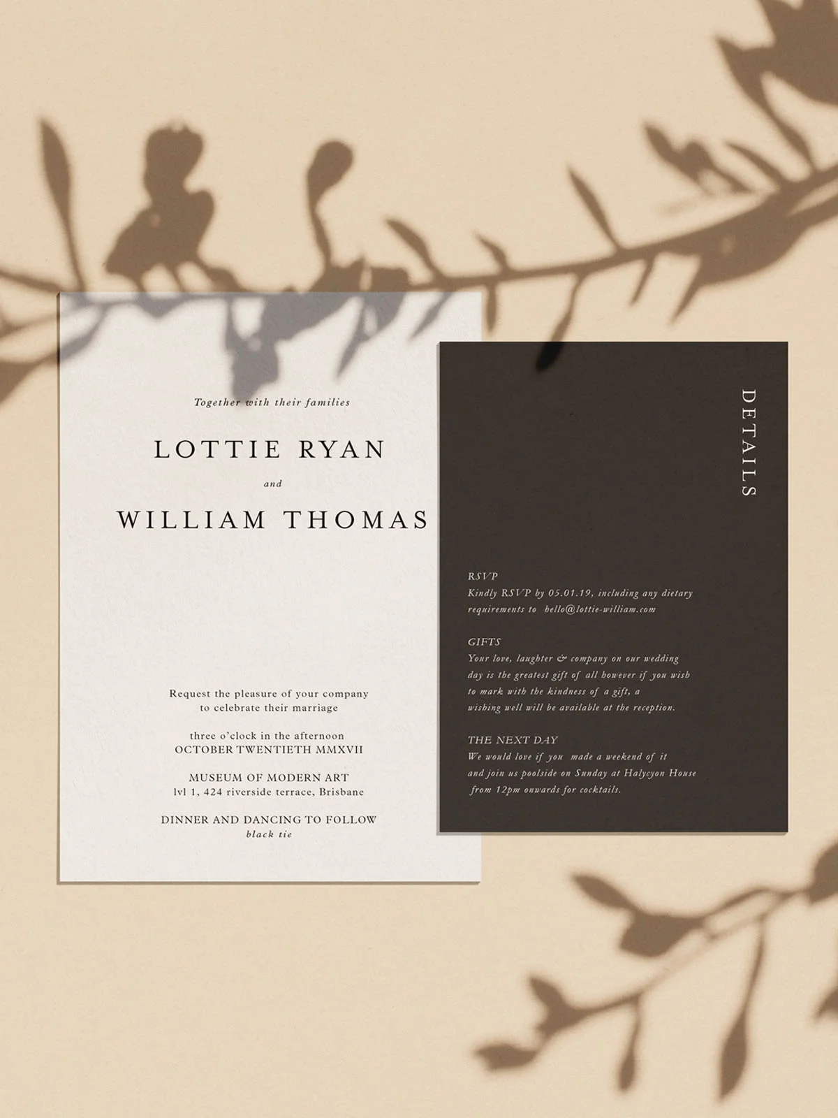 modern minimal simple wedding invitations
