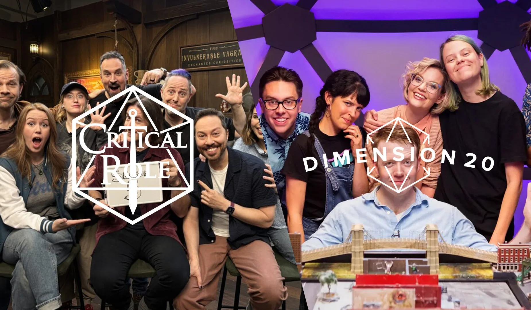 The Critical Role and Dimension 20 logos and cast members