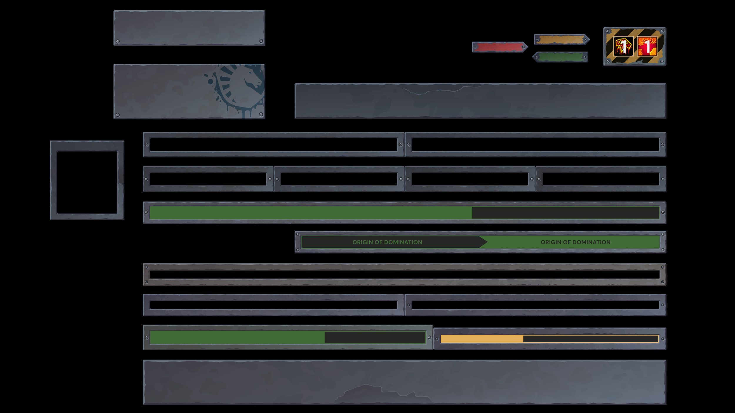 UI elements, stylized metal