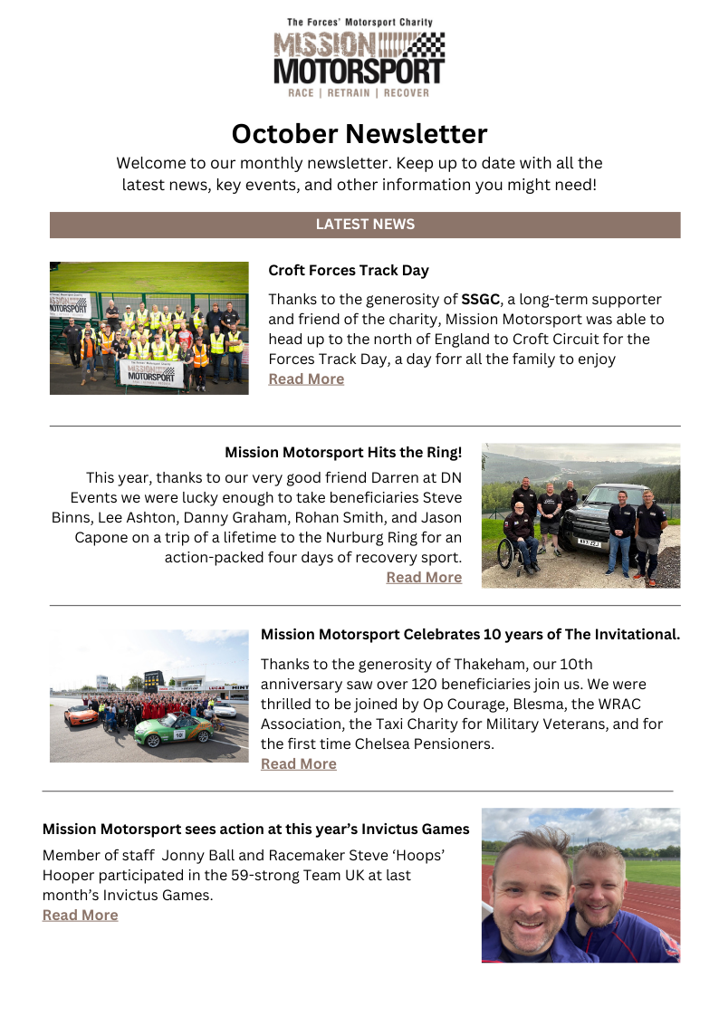 Mission Motorsport - October Newsletter