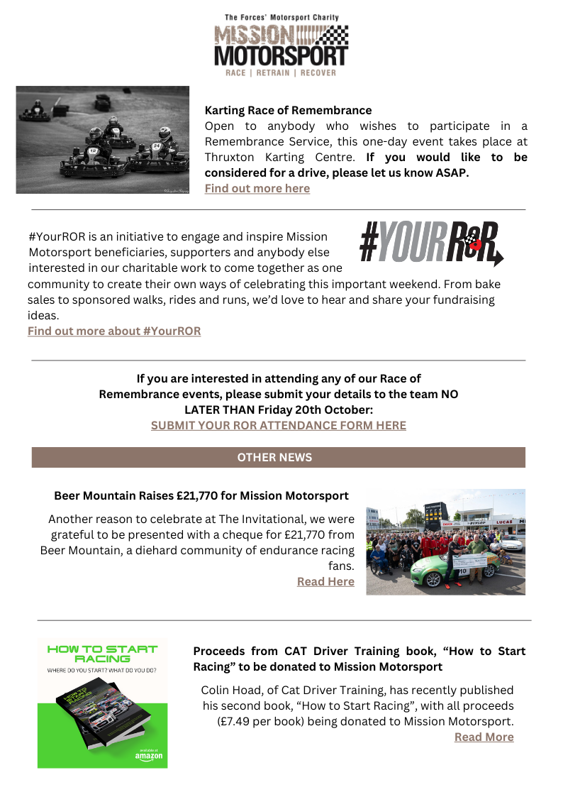 Mission Motorsport - October Newsletter — MISSION MOTORSPORT