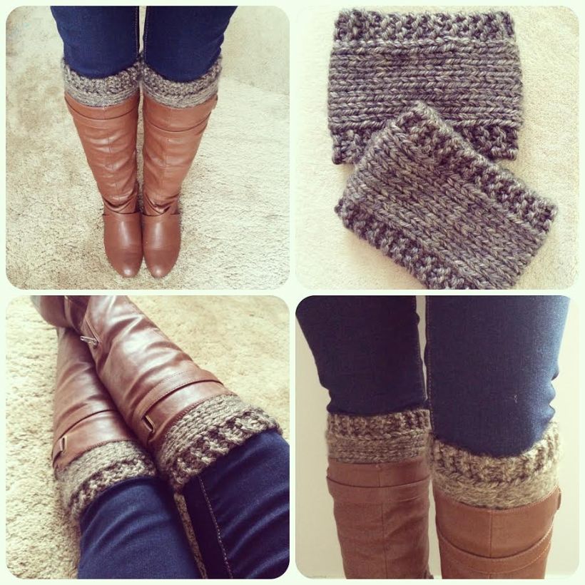 Knitted boot cuffs by Wake and Whimsy