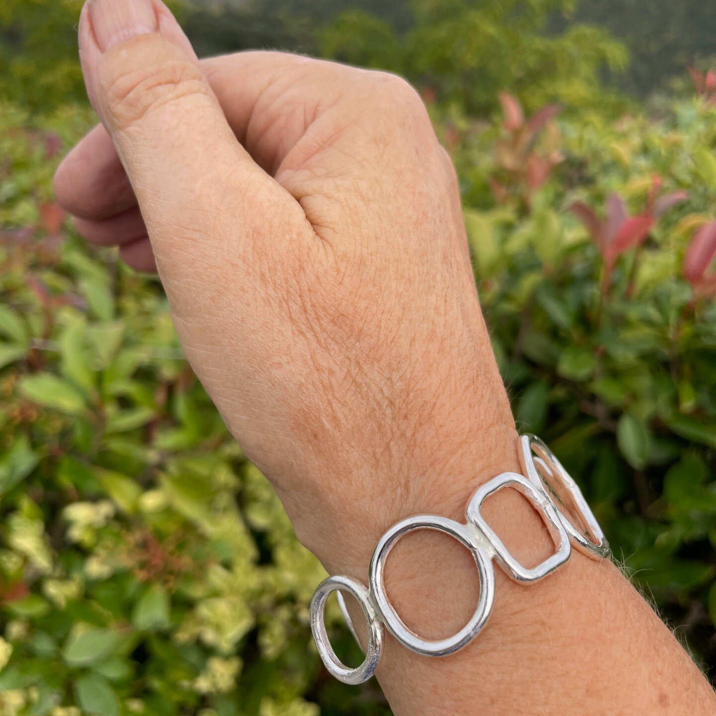 I am very much not the person to model this bangle, so forgive me. I wanted to show you the proportions. It's a statement piece, that I made today. #handmade #sterlingsilver #sterlingsilverjewellery