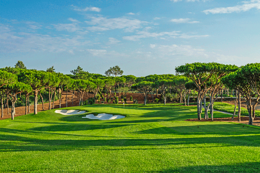Sprawling greens, such as on the 16th here, are a trademark of Quinta do Lago Golf Resort’s North Course.
