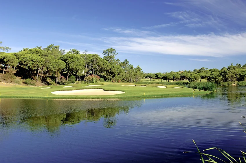 The danger posed by water is clear on the renowned risk-reward closing hole at San Lorenzo Golf Course.