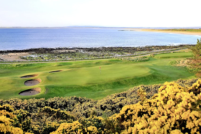 The green of the slender, well-protected 10th sits close to the bay and is one of many raised surfaces.