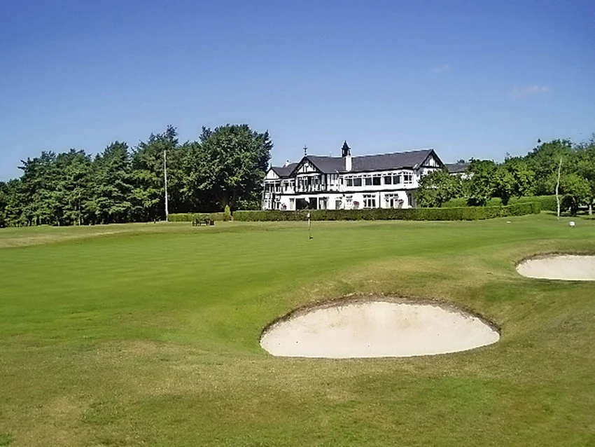 The 16th green at Stockport Golf Club in England.