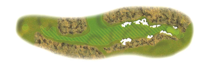 The entrance to the green at the 10th hole at Chambers Bay is extremely well-guarded.