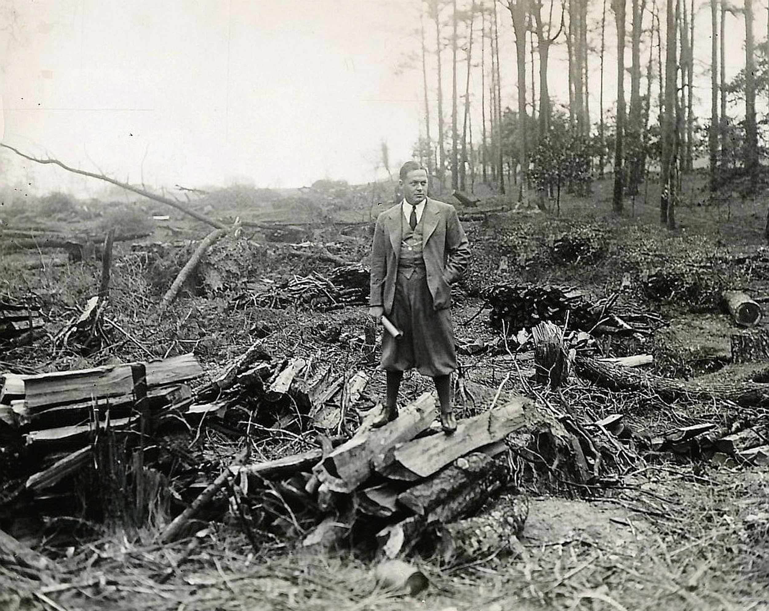 Bobby Jones surveys the Georgie fruit plantation that one day would become Augusta National Golf Club.