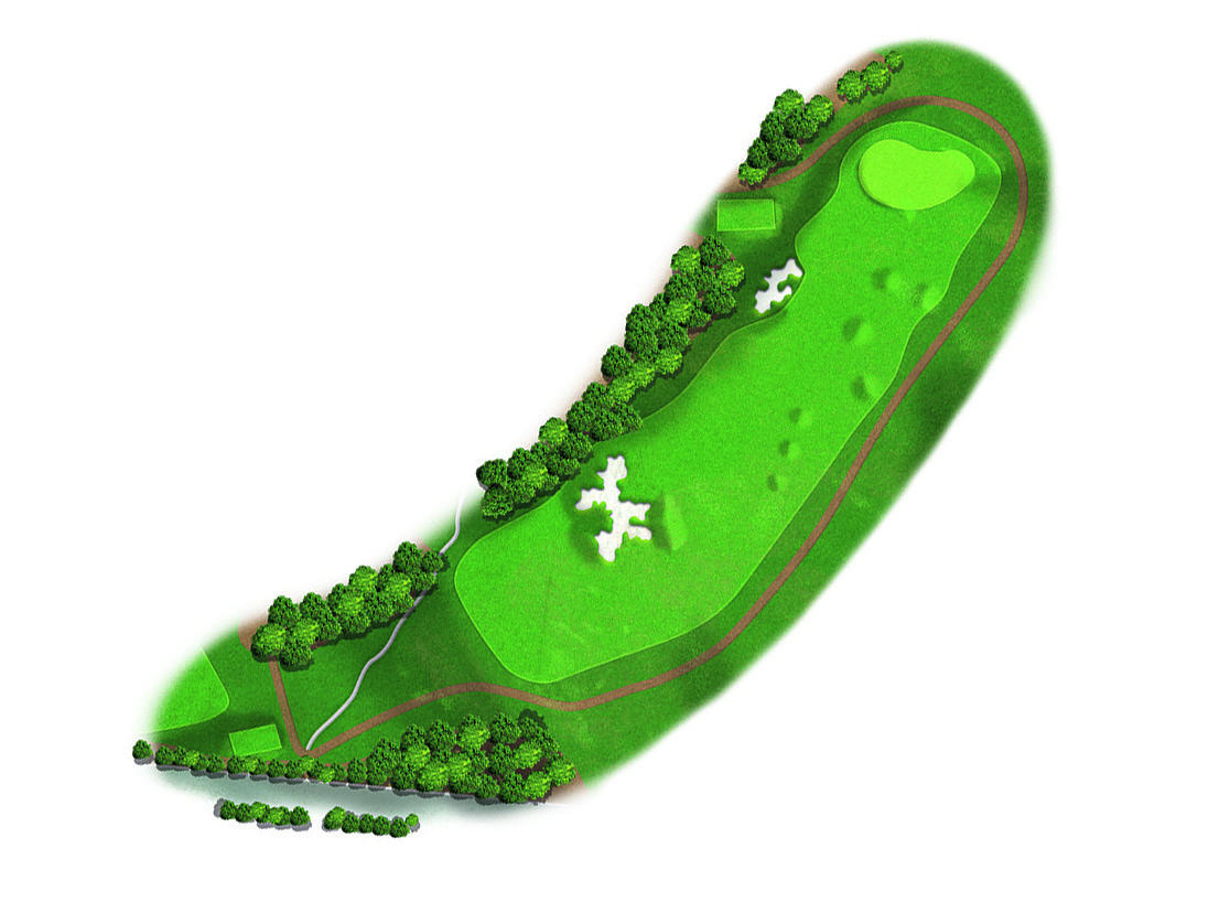 How the 5th hole at Augusta National looked in 1934. Note the jigsaw shaped bunker.