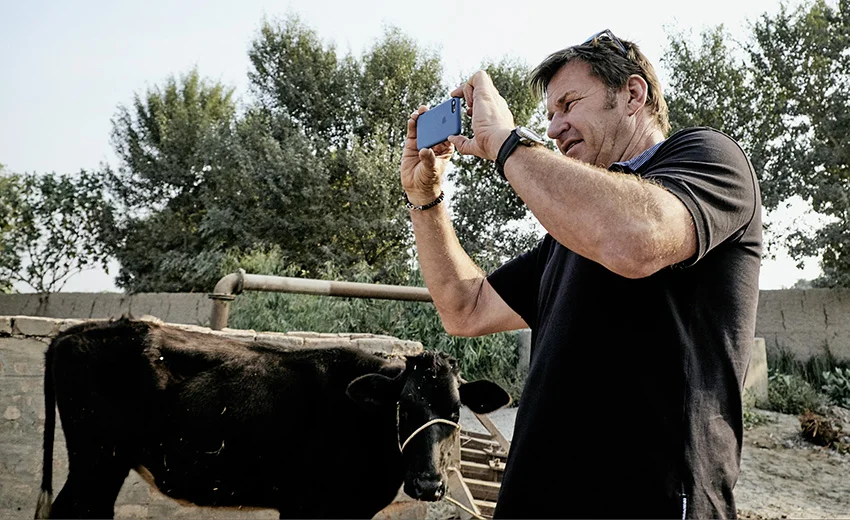 Faldo on location at Rumanza GC, in Pakistan.