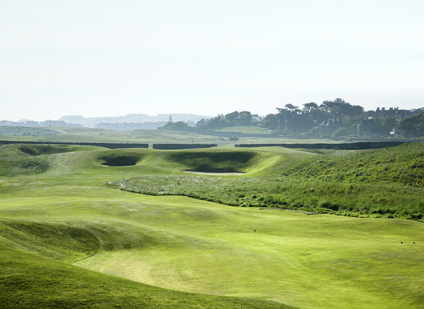 The Redan green at the 15th hole at North Berwick in Scotland.