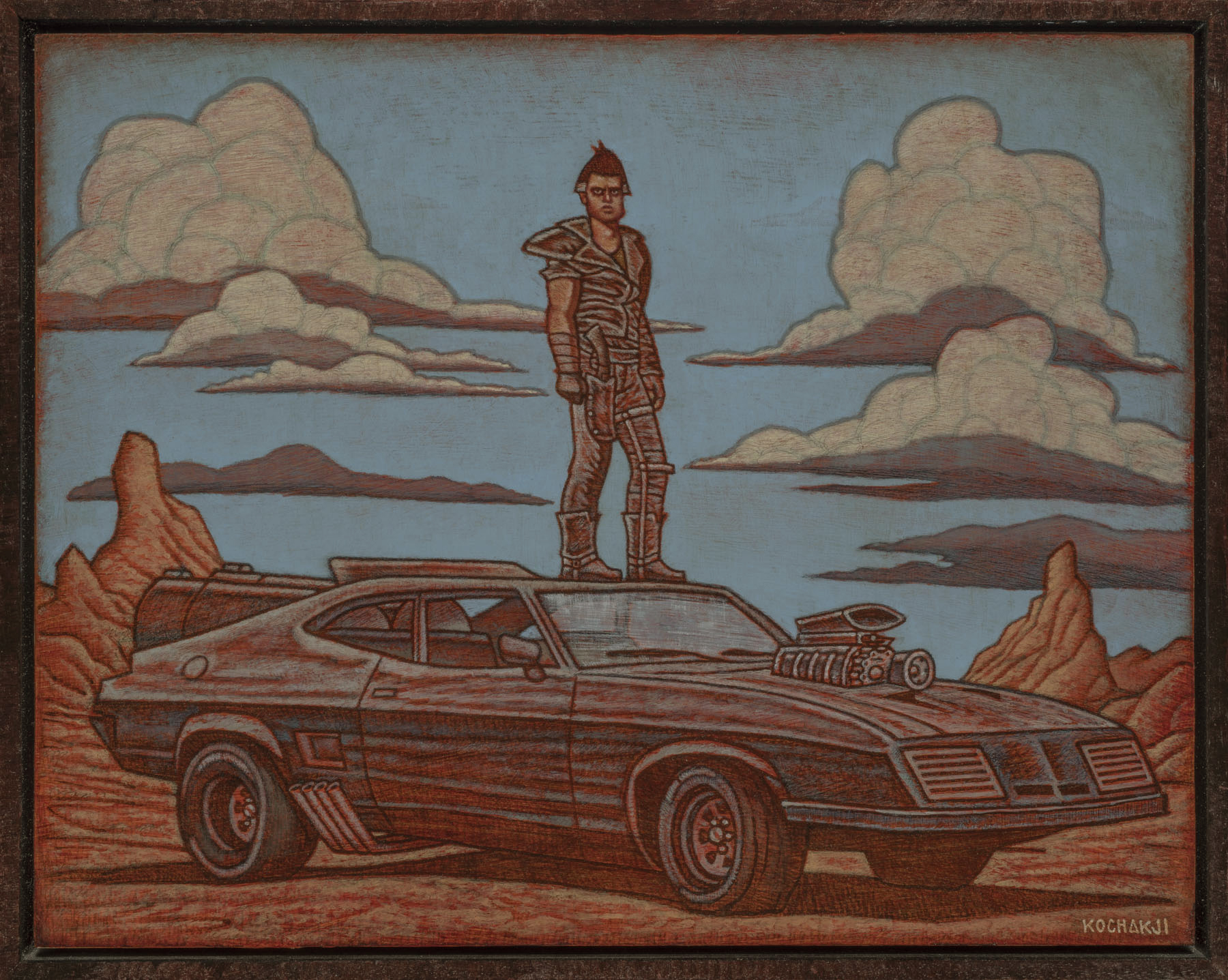 The Road Warrior - oil on panel - 14x11" - Creature Features - Mad Max Tribute 