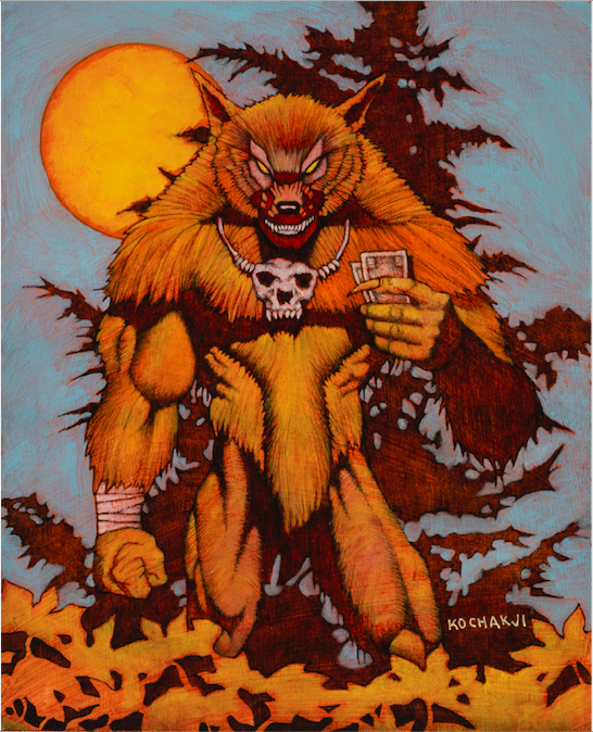 Fineous Dougan (Werewolf) - oil on board - 6.75x8" - Rage: The Wild West - White Wolf Publishing