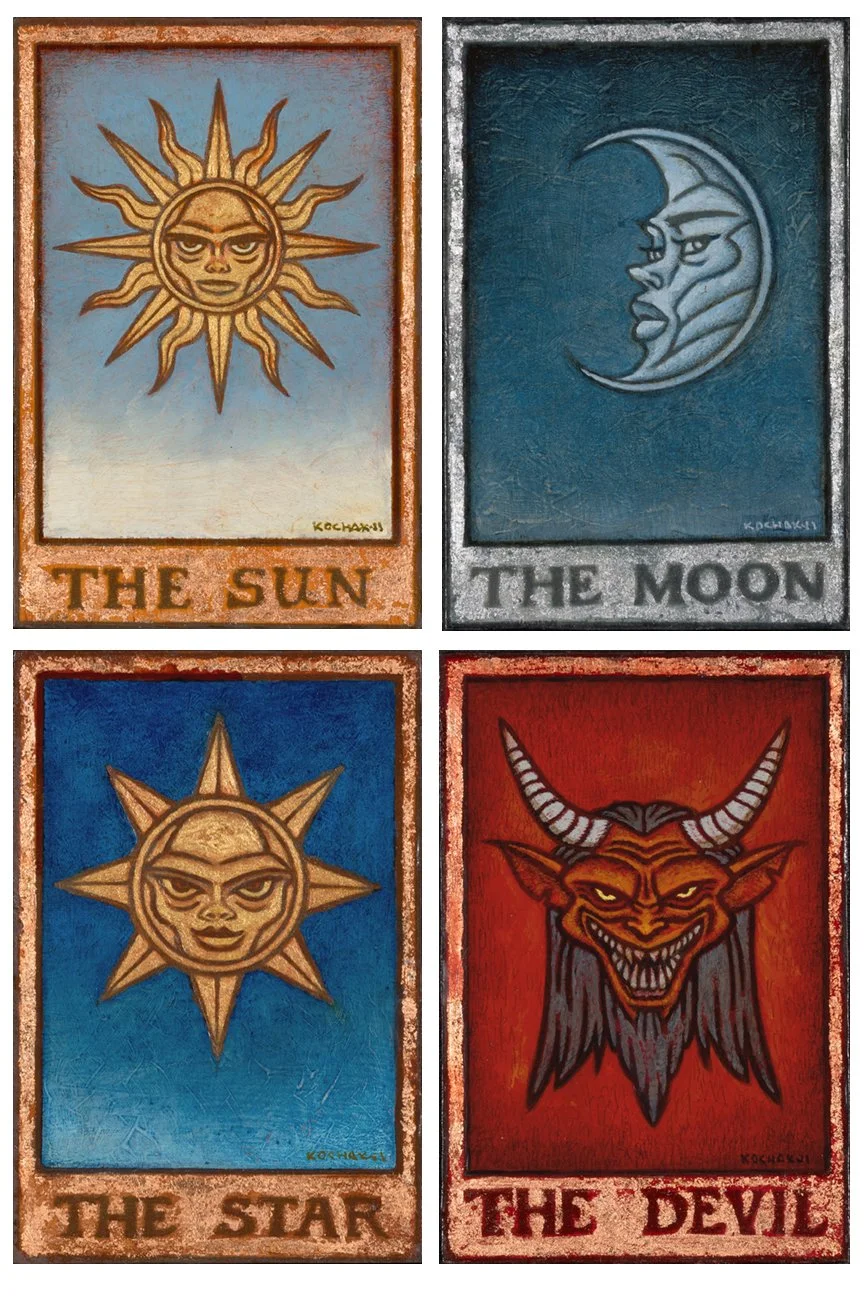 Tarot Cards - oil on panel - 4x6 - Brassworks Gallery - 1st Annual Postcard Show