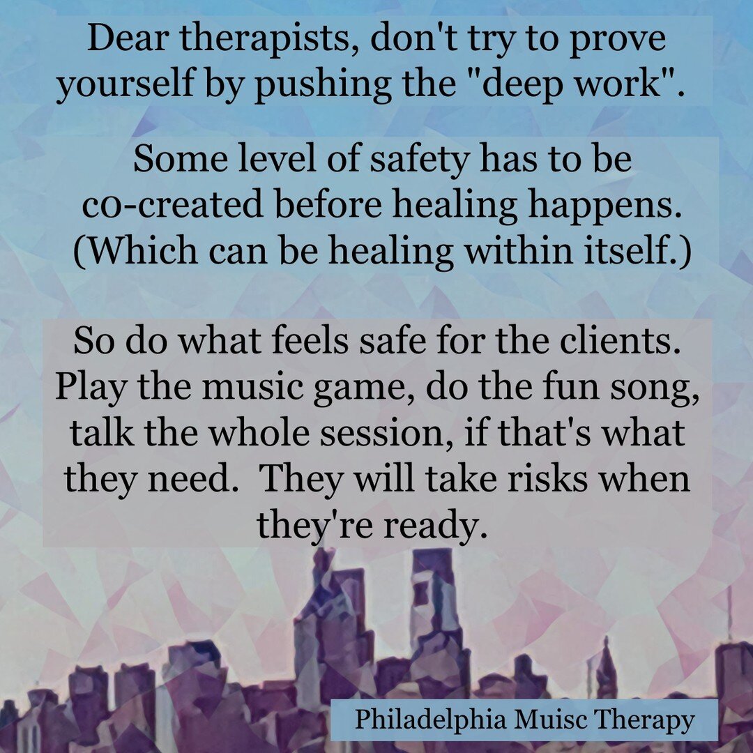 It can be tempting to prove ourselves as &ldquo;real therapists&rdquo; by pushing process work and trauma work, but that&rsquo;s about us, not the clients and it&rsquo;s usually harmful. The clients need to feel at least a little bit safe before they