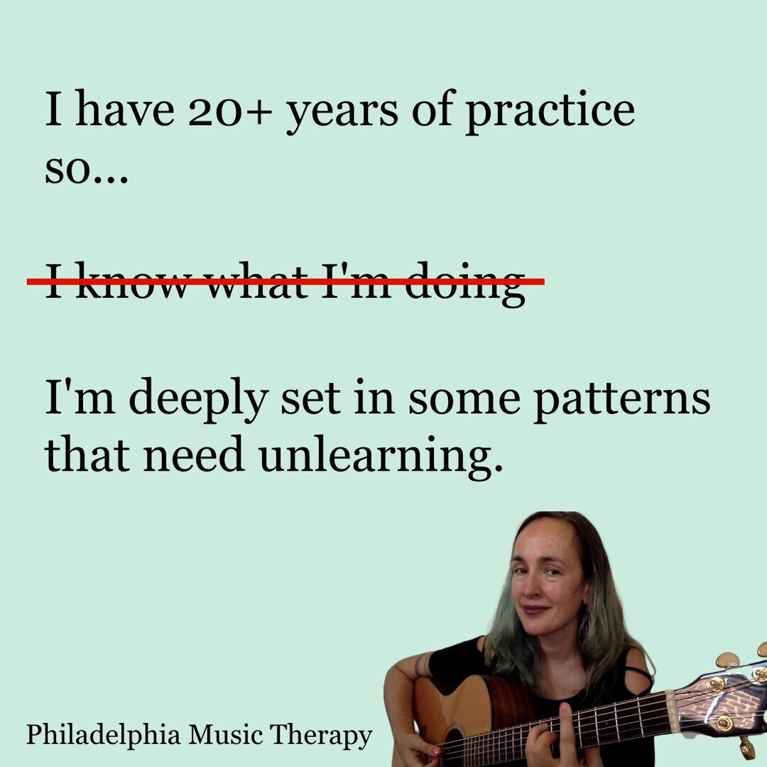 Let&rsquo;s reject the notion that having lots of experience means you shouldn&rsquo;t be challenged and don&rsquo;t need to grow. 
(Image: picture of Audrey with a guitar and the text: I have 20+ years of practice so... I know what I'm doing I'm dee