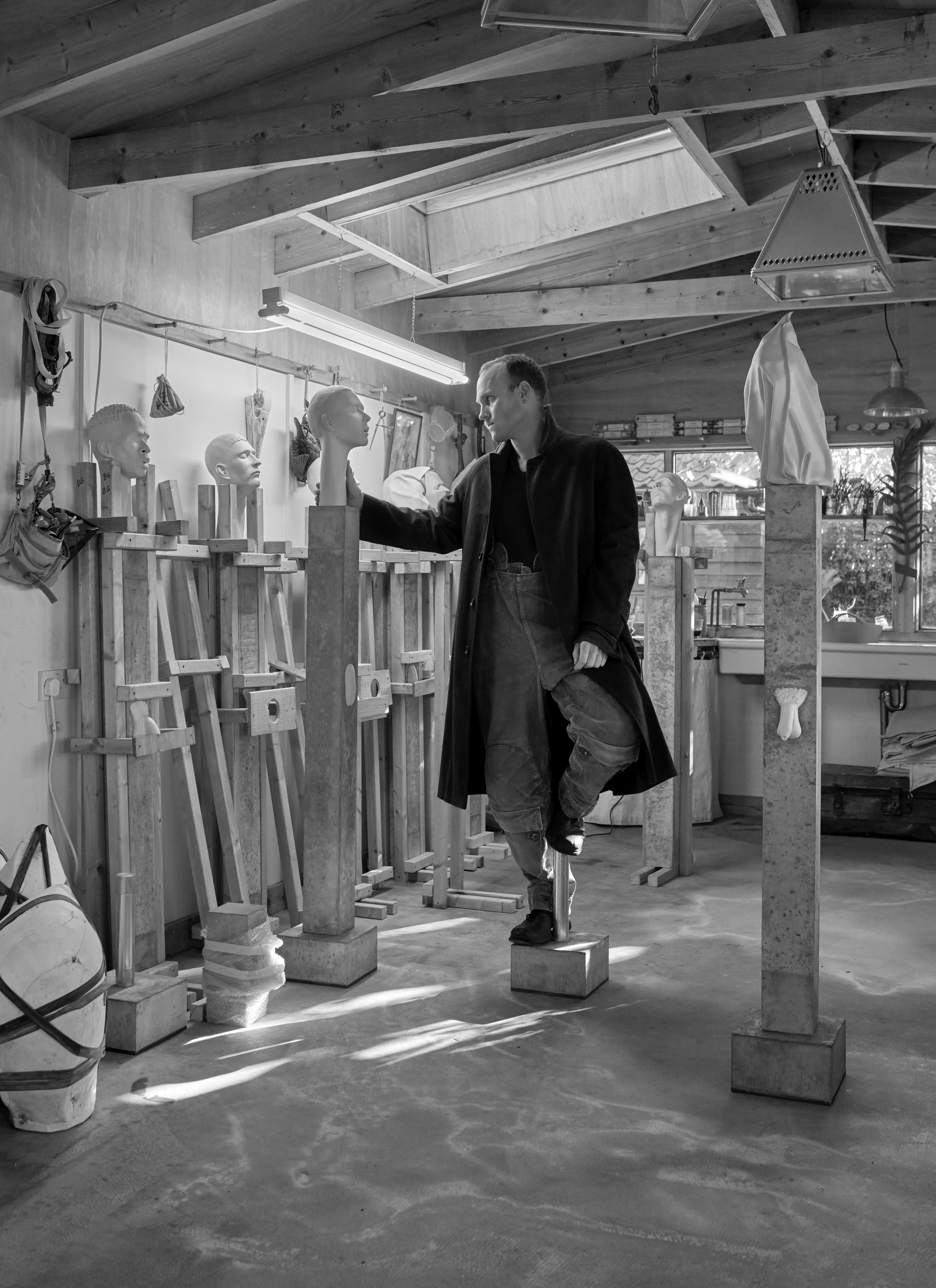 Photographed by Lasse Fløde at James’s Studio in Suffolk James is wearing our Kensington coat in pewter loden