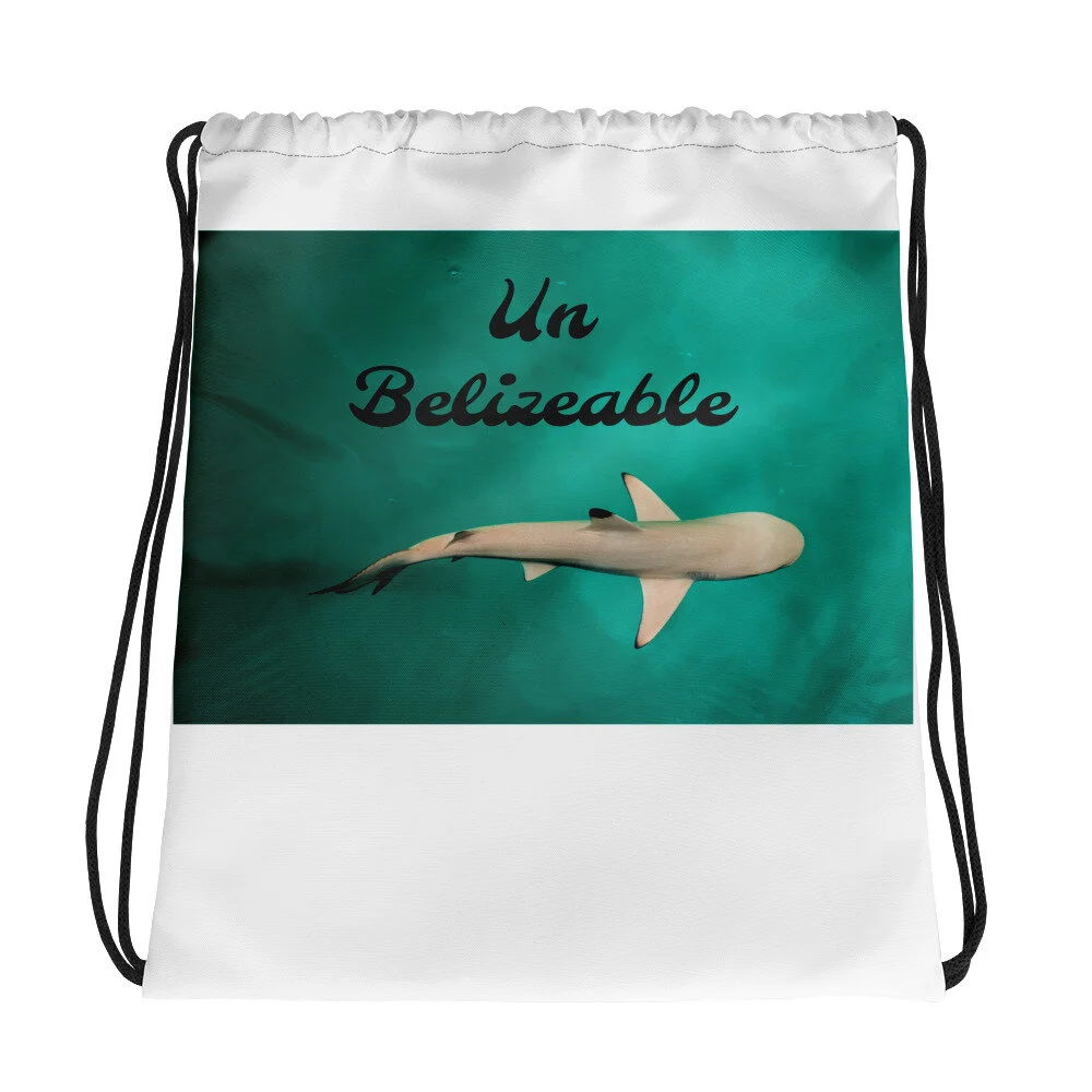 Shark (Both Sides) - Drawstring Bag (15x17in)
