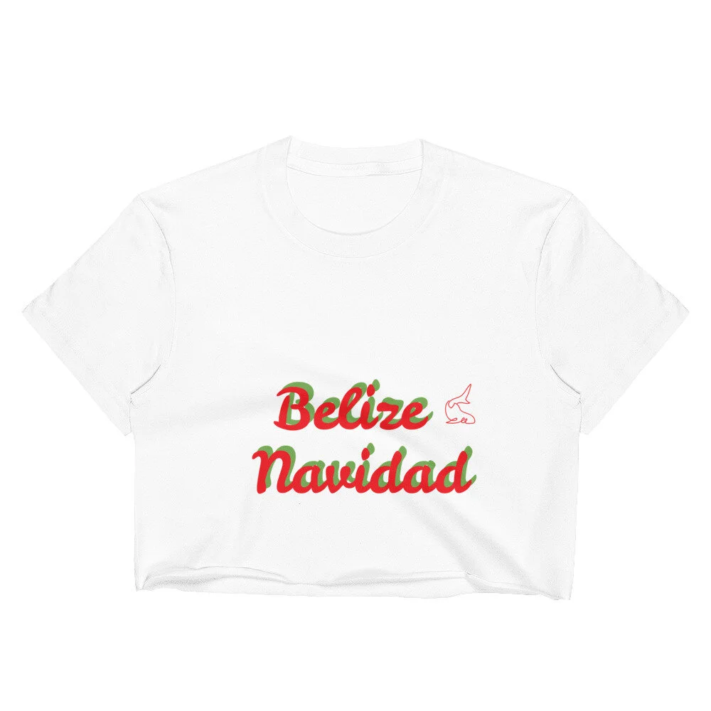 White Women's Crop Top - BELIZE Navidad