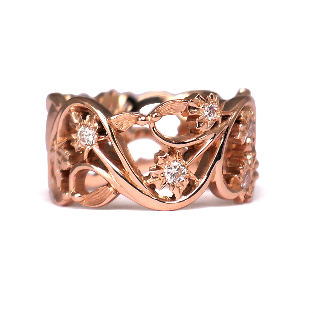 Rose Gold Vine and Leaf Band - Harry Merrill & Son