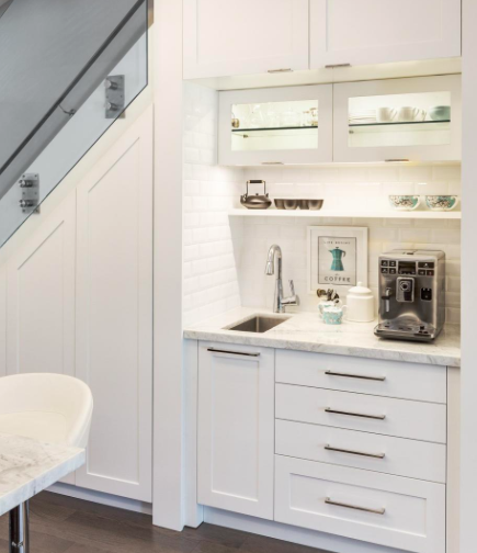 How clever is this Coffee Bar under the Stair Well?? Great Idea.