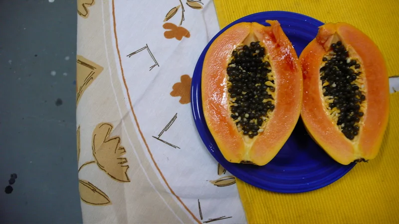 Breakfast in Brazil consists of lots of delicious fresh fruit, cakes, coffee, eggs, ham, cheese, yogurt and some unidentifiable things.
