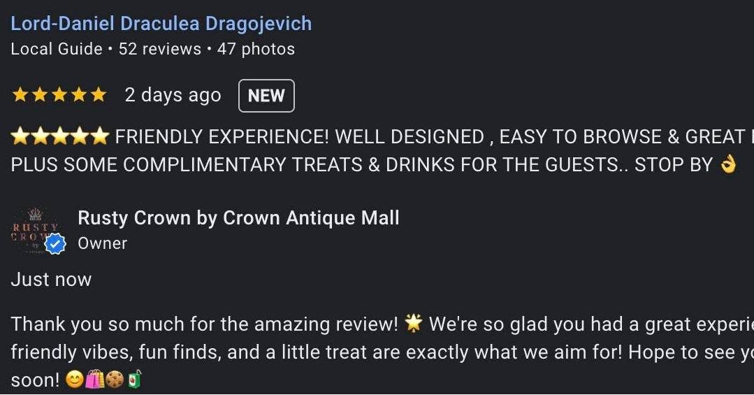 π¬β¨ We’ve been feeling the love lately — THANK YOU to everyone who’s left us such kind reviews! Your words mean the world to our small business and help others discover the magic inside our doors. π€
If you’ve visited us and
